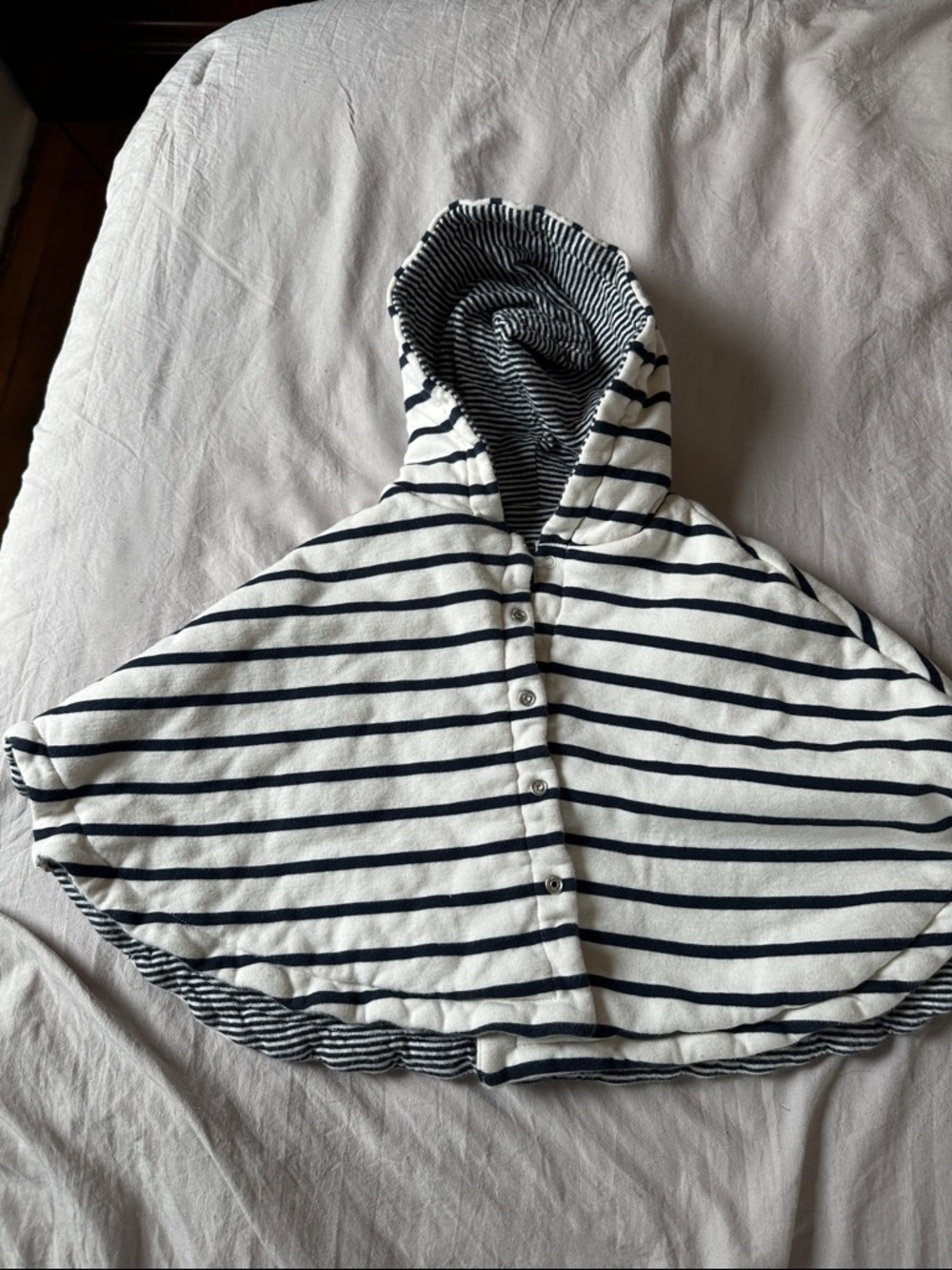 Striped Hooded Poncho Cape in Navy and White I think is 12 month